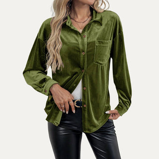 Olive Velvet Long Sleeve Top