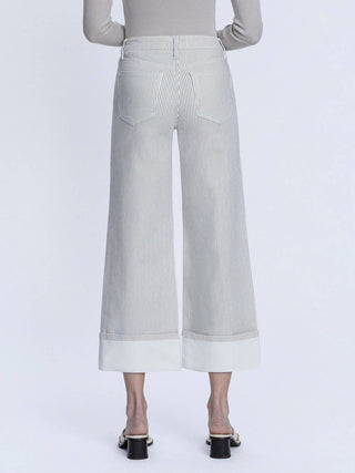 Striped Cuffed Crop Jeans