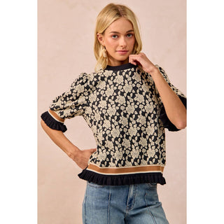 Textured Rose Knit Sweater