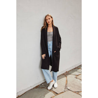 Cozy Long Cardigan: LIGHT GREY / S/M