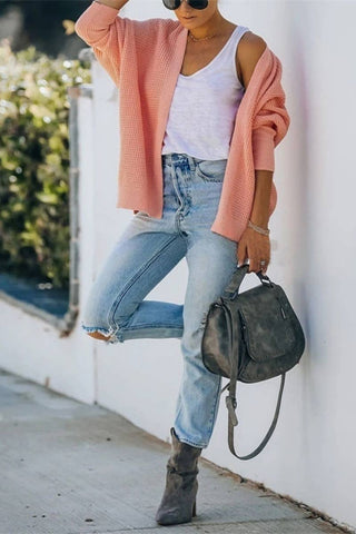 Oversized Open Front Casual Cardigan