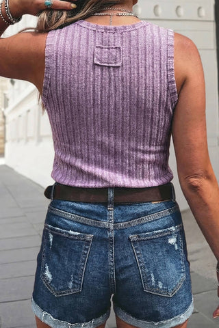 Lavendar Mineral Ribbed Tank Top