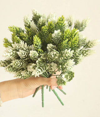 10" Artificial Frosted sedum hops: Frosted White