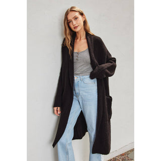Cozy Long Cardigan: LIGHT GREY / S/M
