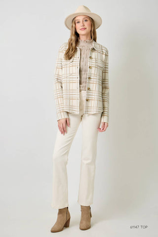 Check Patterned Sweater Jacket