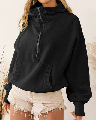 Black Zip Collar Sweatshirt