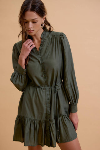 Green Ruffled Mini Dress