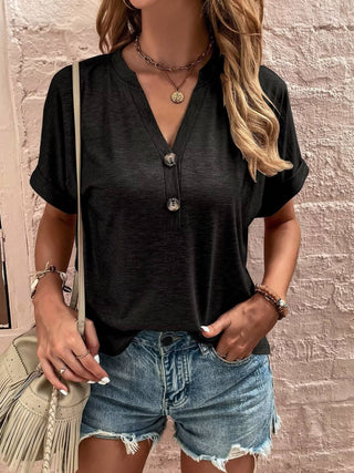 Black Button Detail Blouse