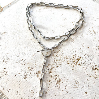 Paperclip wrap necklace burnished silver 