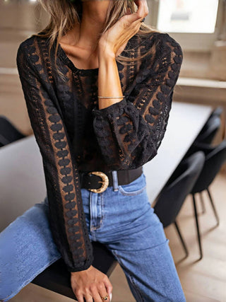 Black French Romance Lace Blouse
