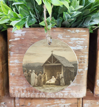 Wood Ornament Nativity Scene