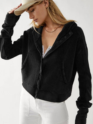 Black Zipper Hooded Jacket