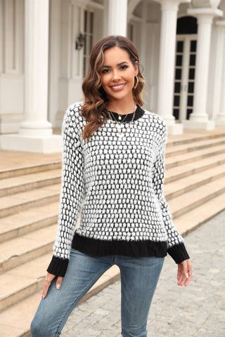 Fuzzy Knit Patterned Sweater