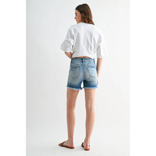 Medium Wash High Rise Shorts