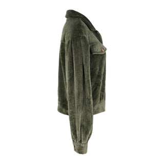 Plush Casual Solid Color Coat: Army Green / 100% Polyester / M