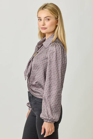 Geo Print Scarf Blouse