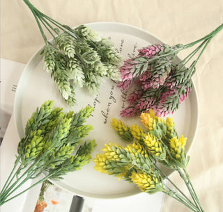 10" Artificial Frosted sedum hops: Frosted White