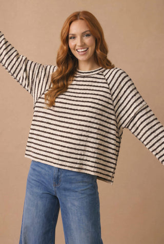 Textured Brown and Ivory Top