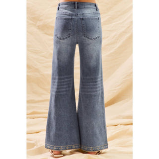 Flare Jeans with Embroidered Hem