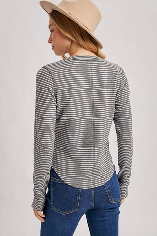Charcoal Henley Knit Top