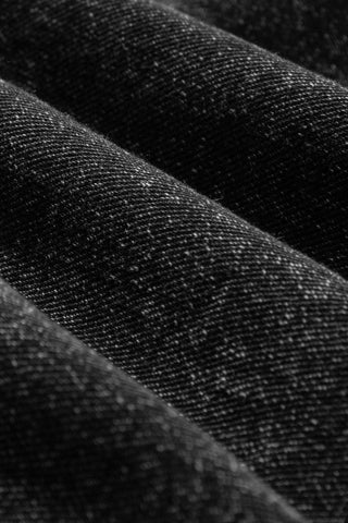 Black Denim Distressed Bib Overalls