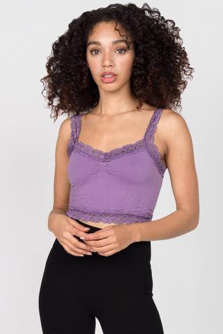 Seamless Laced Cami Bralette (New Spring/Summer Colors): One Size Regular / Black