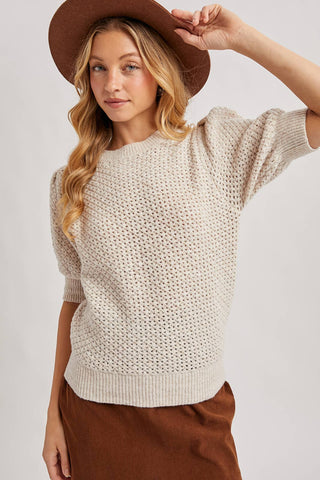 Oatmeal Puff Sleeve Sweater