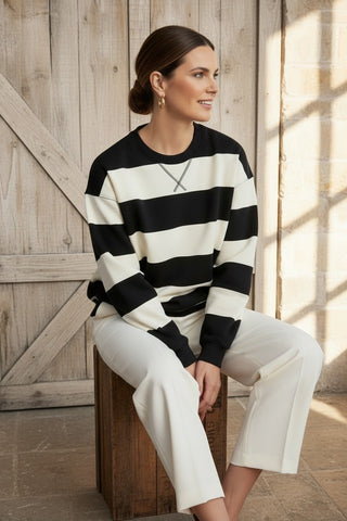 Striped Crew Knit Sweatshirt