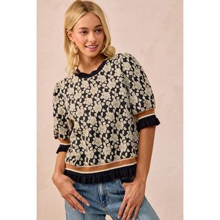 Textured Rose Knit Sweater