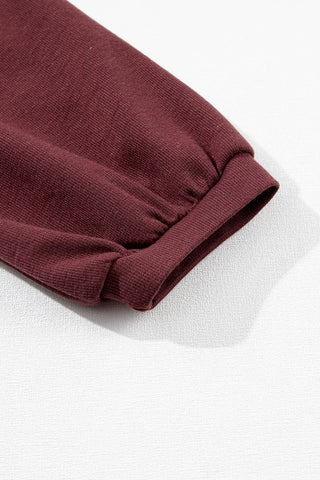 Solid Color 3/4 Sleeve Round Neck Top: Medium Grey / 95%Polyester+5%Elastane / S