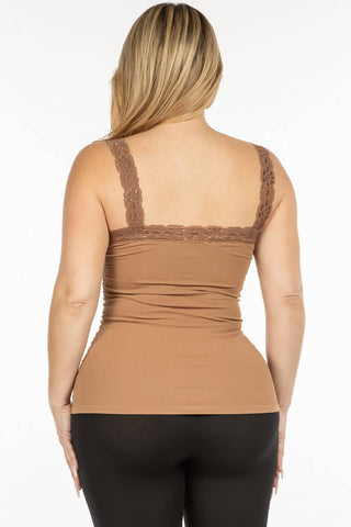 Seamless Laced Cami Corset (Plus Size): Plus Size / White