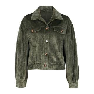 Plush Casual Solid Color Coat: Army Green / 100% Polyester / M