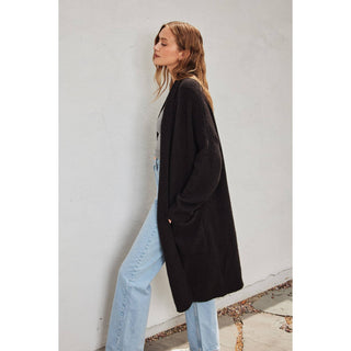 Cozy Long Cardigan: LIGHT GREY / M/L