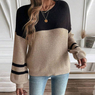 Black and Tan Color Block Sweater
