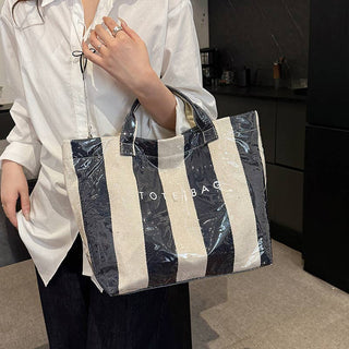 Striped Waterproof Tote Bag