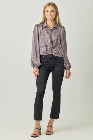 Geo Print Scarf Blouse