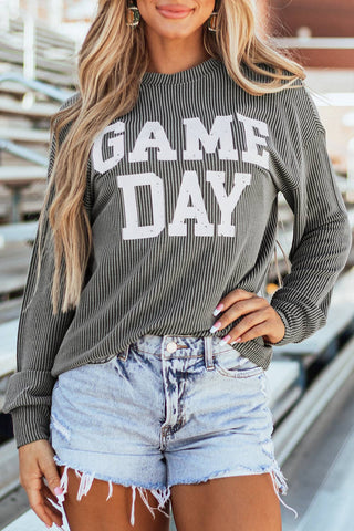 Dark Grey GAME DAY Ribbed Top