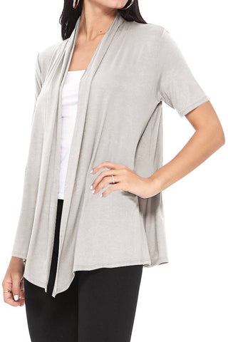Grey Short Sleeve Cardigan