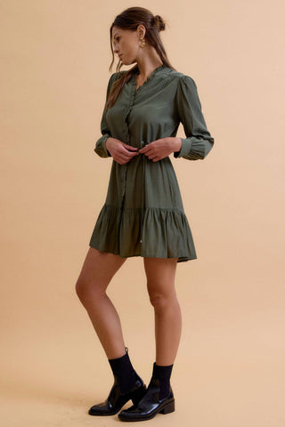 Green Ruffled Mini Dress