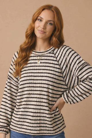 Textured Brown and Ivory Top