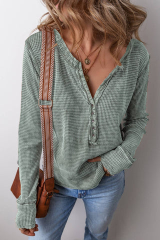 Green Waffle Knit Top