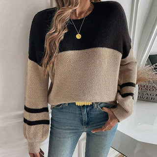 Black and Tan Color Block Sweater