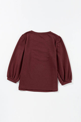 Solid Color 3/4 Sleeve Round Neck Top: Medium Grey / 95%Polyester+5%Elastane / XL