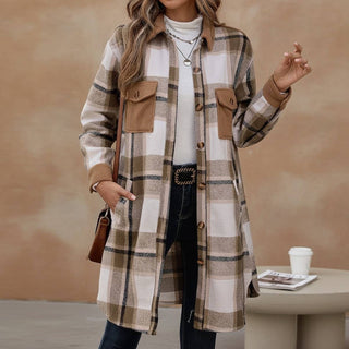 Plaid Patchwork Open Front Cardigan