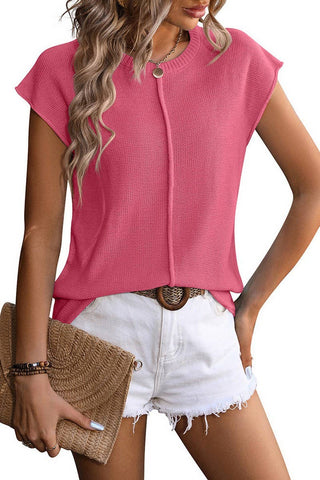 Pink Crewneck Sleeveless Sweater