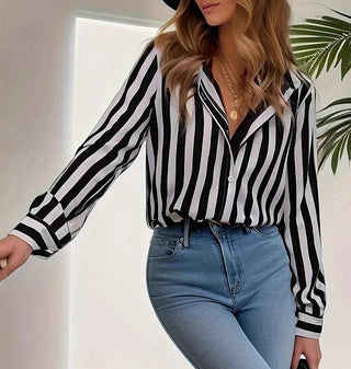 Black and White Stripe Blouse