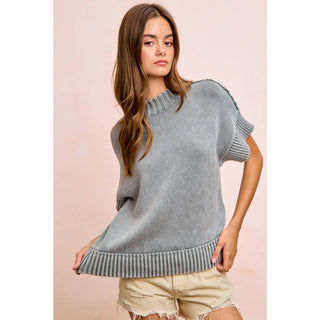 Smoked Grey Ribbed Sweater