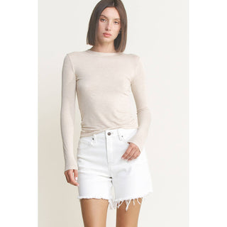 Distressed White Denim Shorts