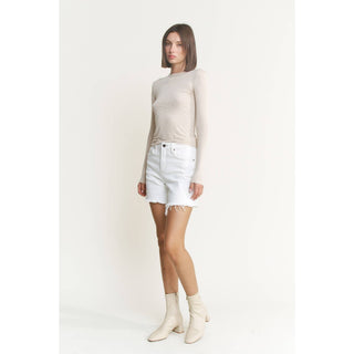 Distressed White Denim Shorts