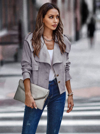 Grey Suede Cropped Jacket
